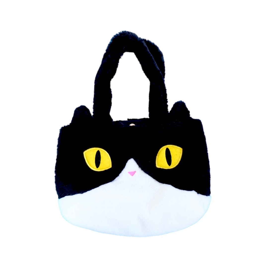 Furry tote bag & A5 mini bag: Tuxedo Cat