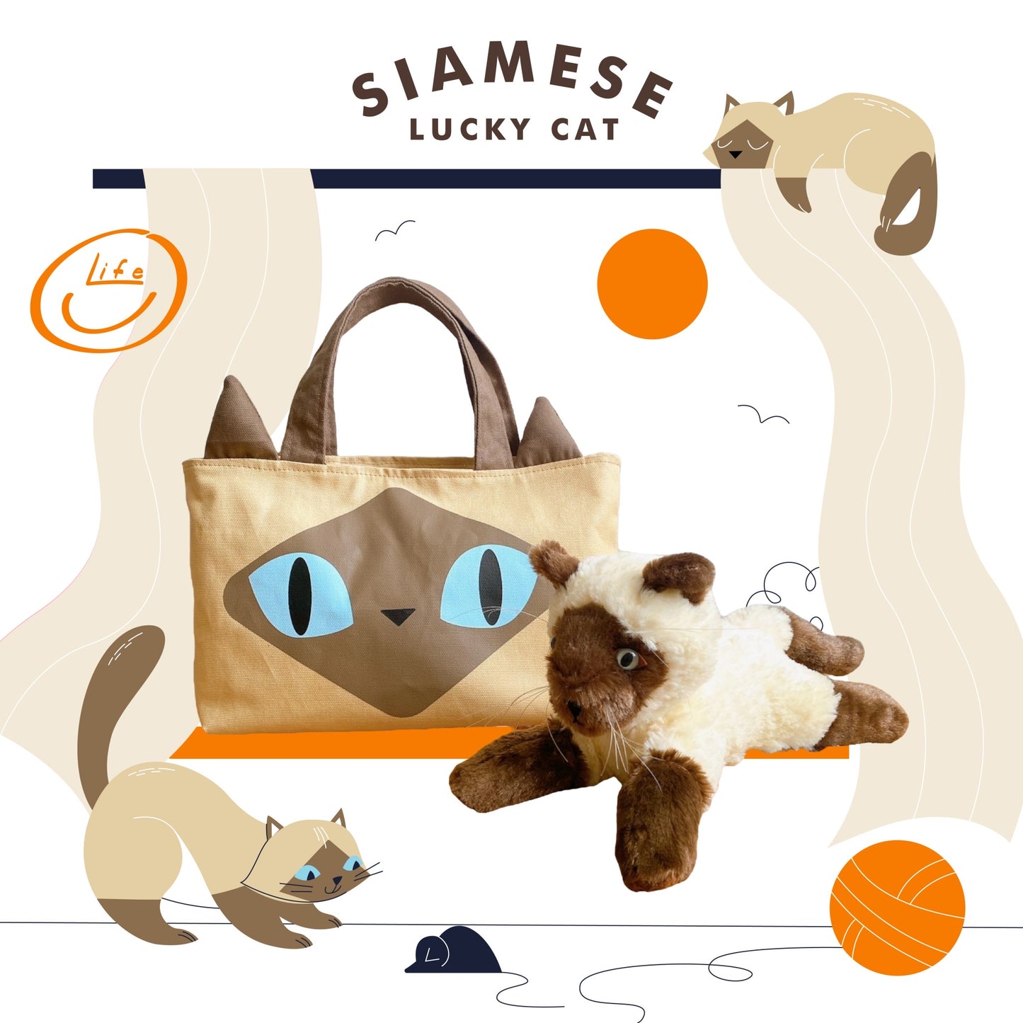 Lucky cat set: Siamese