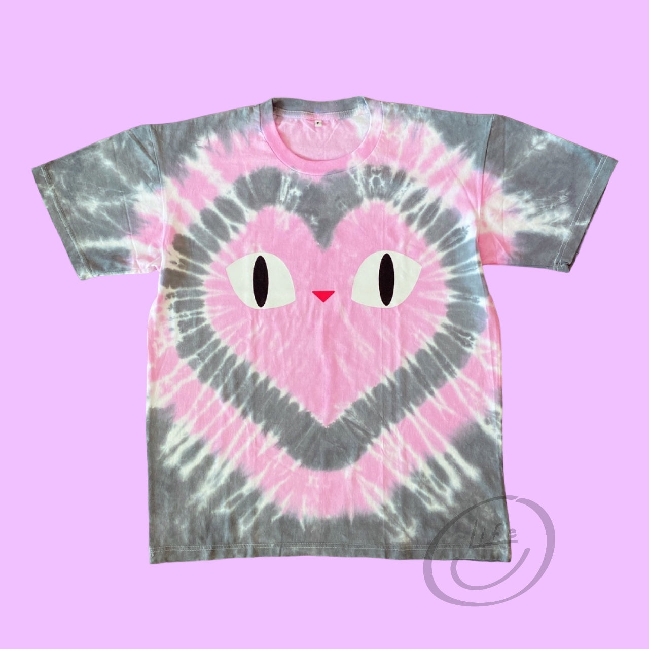 "JAI YAI" CAT T-SHIRT: Pink&Grey Heart