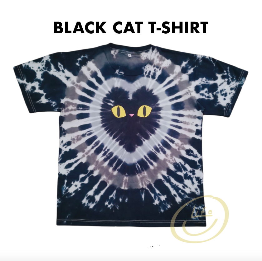 TIE DYE T-SHIRT: BLACK CAT