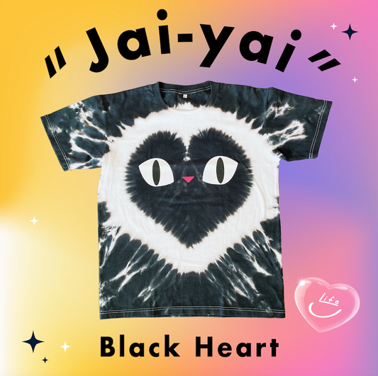 "JAI YAI" CAT T-SHIRT: Black Heart